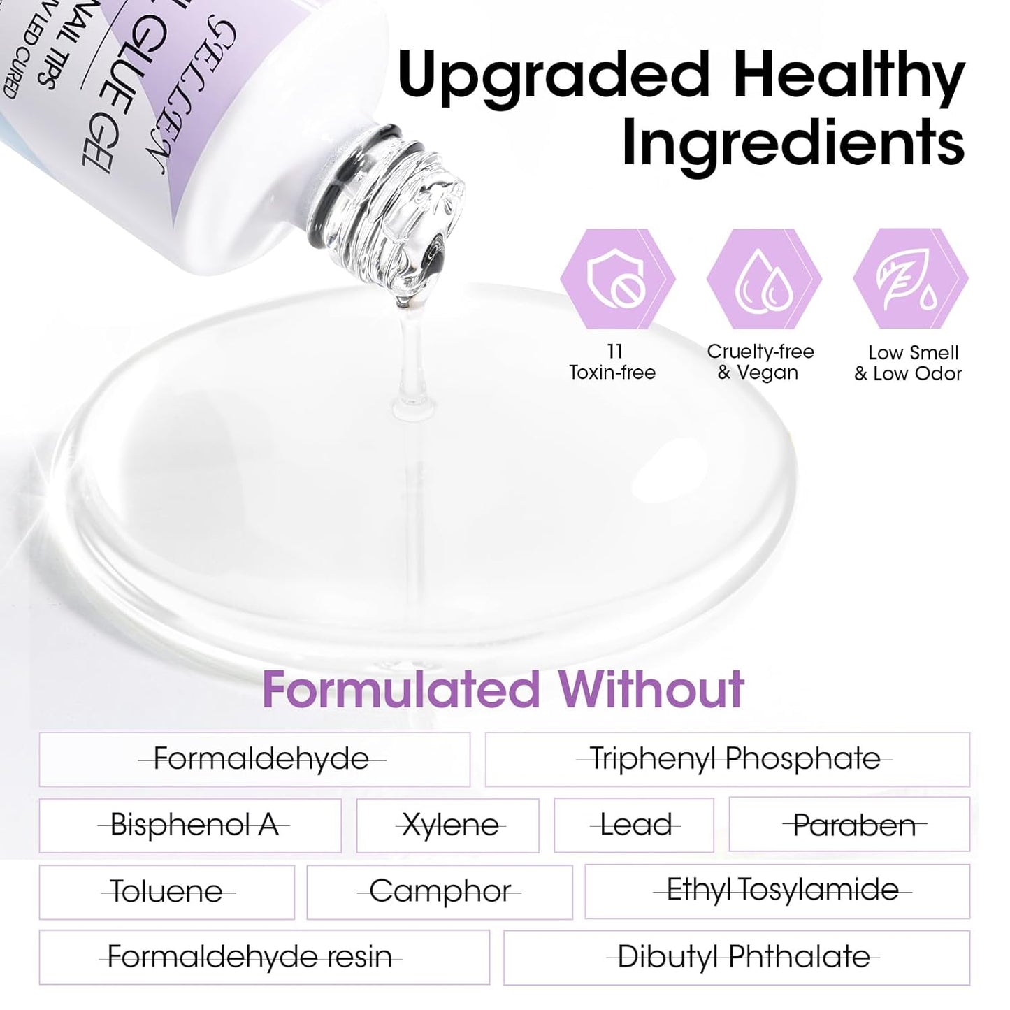 Gellen Gel Nail Glue and Nail Dehydrator, 15ml Nail Gel Glue for False Nail Tips and Clear Press on Nails, Acid Free Nail Prep Dehydrator, Soak Off UV Led Lamp Needed Strong Adhesive Nail Gel