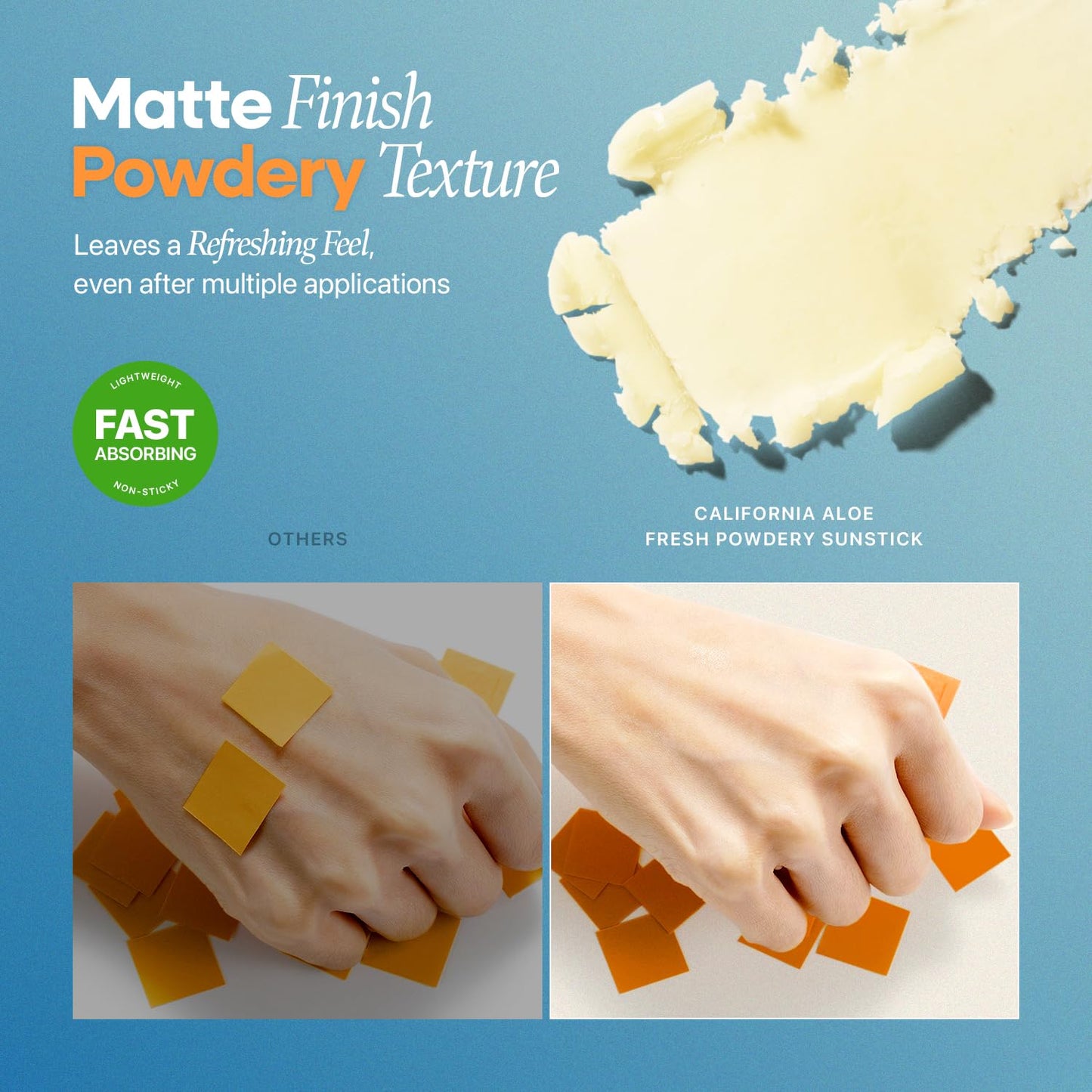 Nature Republic California Aloe Fresh Powdery Sun Stick Broad Spectrum SPF50+ | Korean Sunscreen Travel Size Suncare Sunblock, No Whitecast, non-sticky, Water resistant