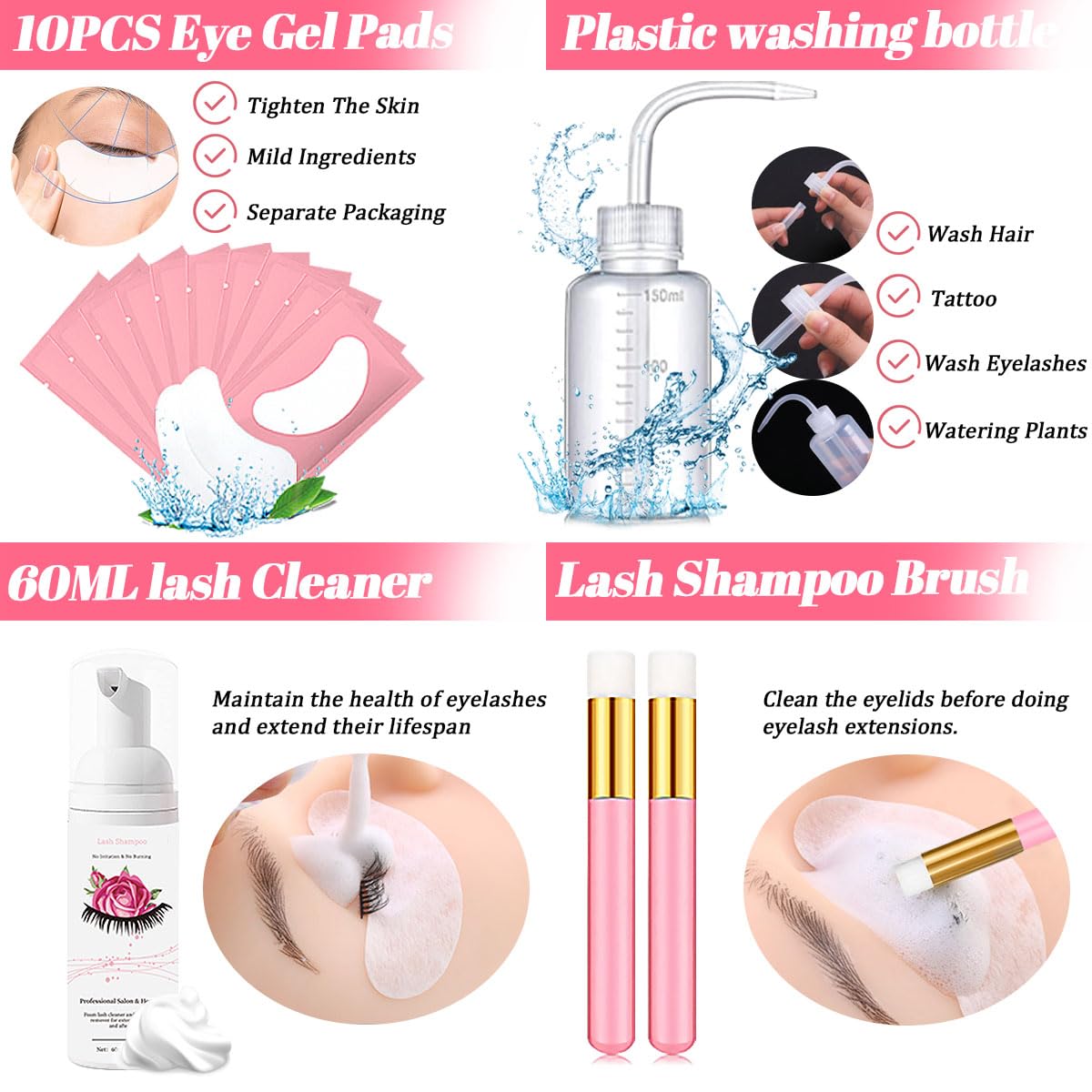Lash Extension Kit for Beginners Lash Mannequin Head with Replaced Eyelids False Eyelashes Practice Eyelash Strips Facial Mister Tweezers Glue USB Fan Professional Set