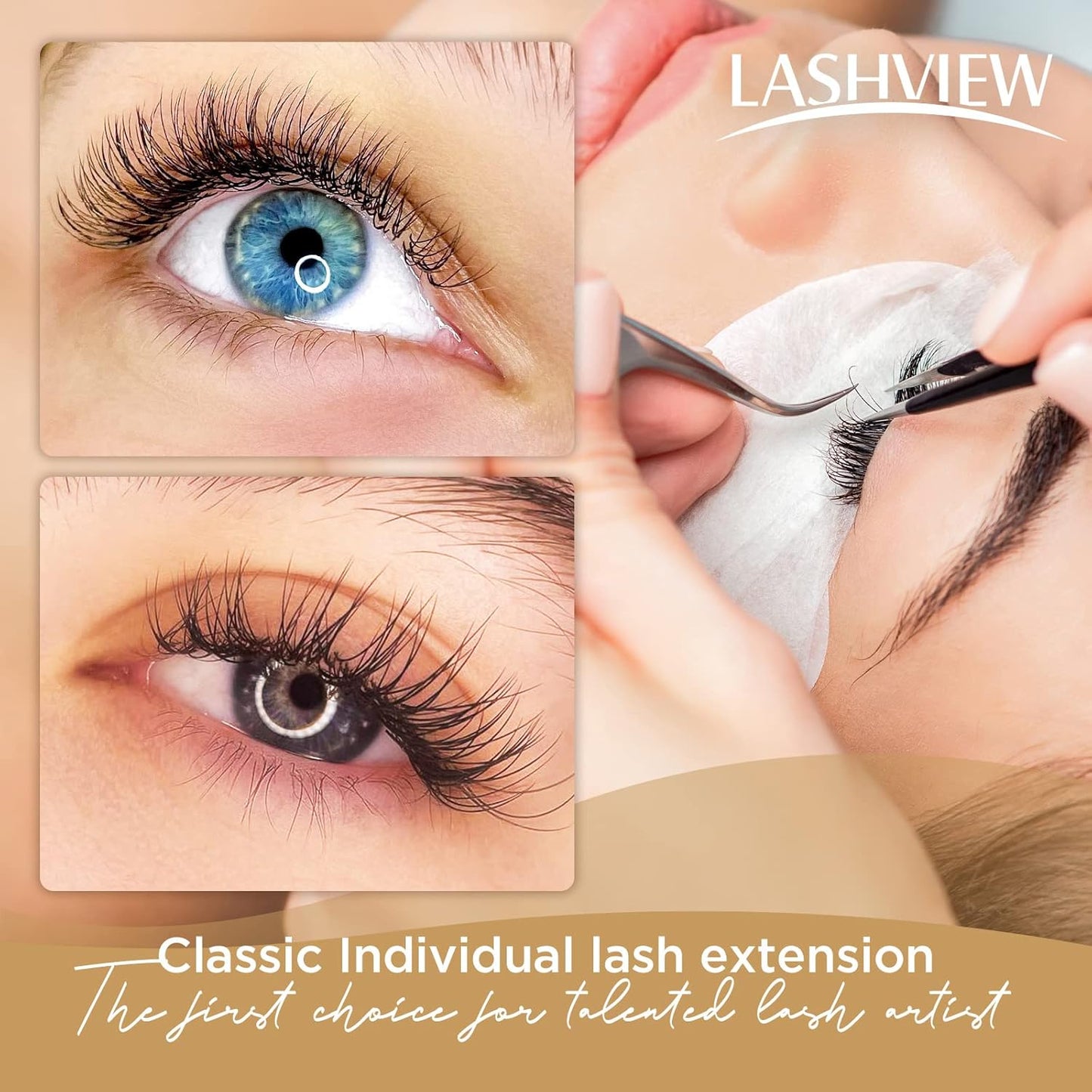 LASHVIEW Eyelash Extensions,Individual Lashes,0.15 Thickness C Curl 13mm, Premium Single &Classic Lashes,Natural Semi Permanent Eyelashes, Lashes,Soft Application-Friendly