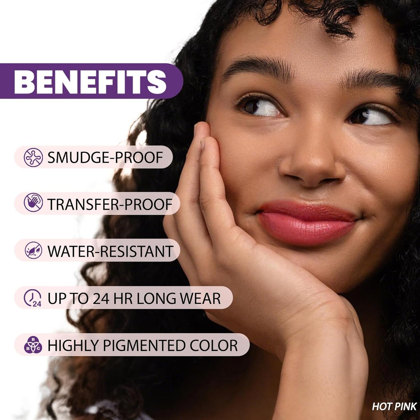 Lip Stain Peel Off, All Day Lip Liner Tint with Tweezer, Long Lasting Waterproof Transfer-Proof, Matte Lip Stains Makeup, Highly Pigmented Color, Hot Pink