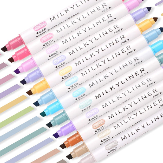 Highlighters Pastel Double Sided Chisel and Fine Tips Pastel Bible Highlighters No Bleed Through 12 Retro Colors Perfect for Bible Books, Journals, Drawings, and Underlining