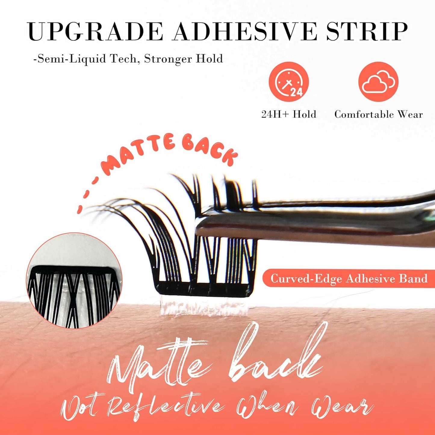 GAQQI Self Adhesive Eyelashes Lash Clusters, Press on Lashes 10-13mm Natural Manga Cluster Lashes, Reusable No Glue Lashes C Curl, NEW-TECH Thin Flakes Pre Glued Eyelashes Clusters (PG01)