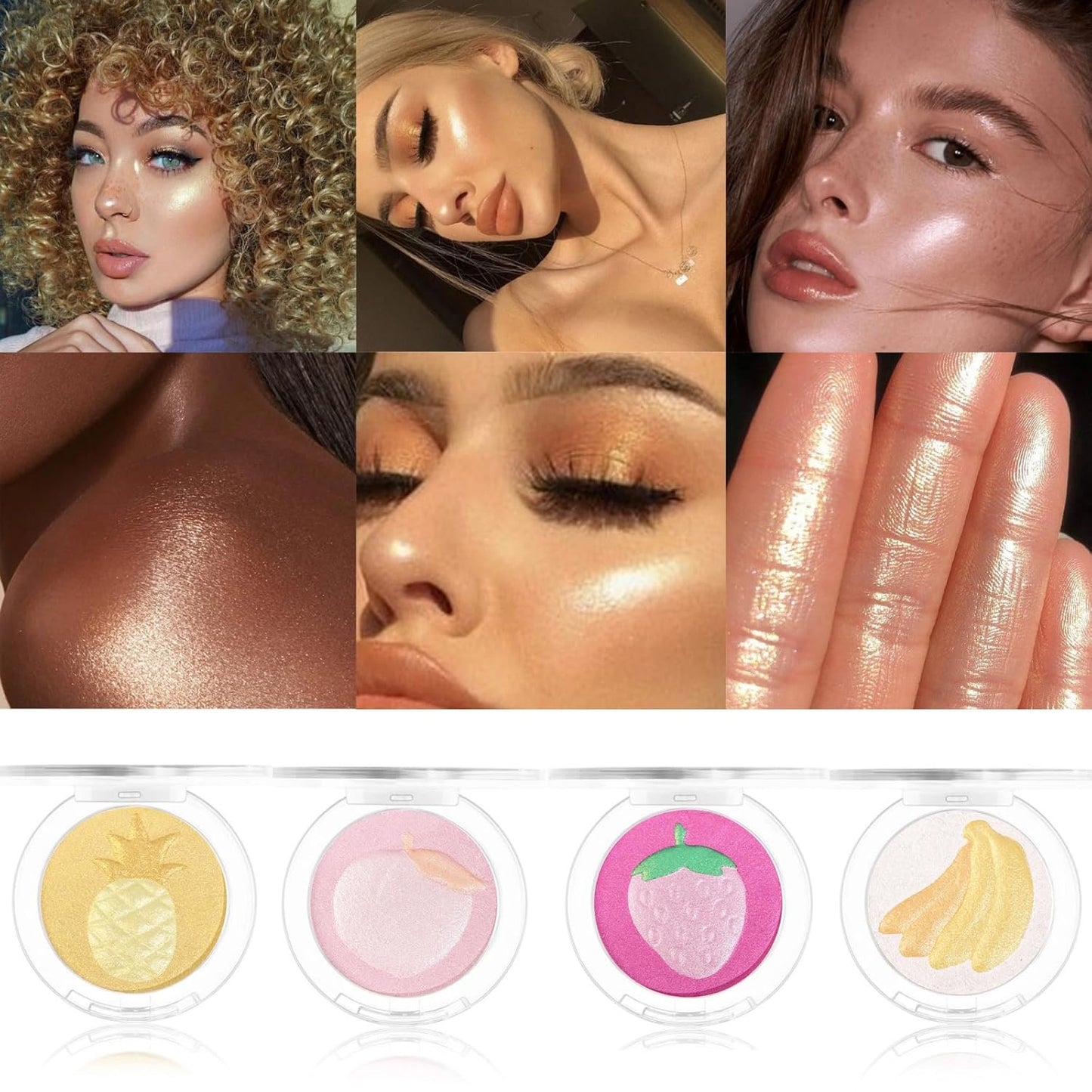 Highlighter Makeup Palette Face Highlighter Palette Glitter Highlighter Powder Palette Iluminadores de Maquillaje for Face Highlighters & Illuminator (Purple)