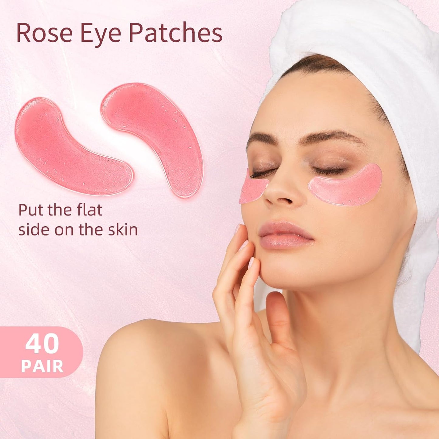 Under Eye Patches, 40 Pairs Eye Mask for Dark Circles, Puffy Eyes, Undereye Bags,Wrinkles,Eye Mask Patches with Rose, Eye Treatment Skin Care for Men & Women Gift