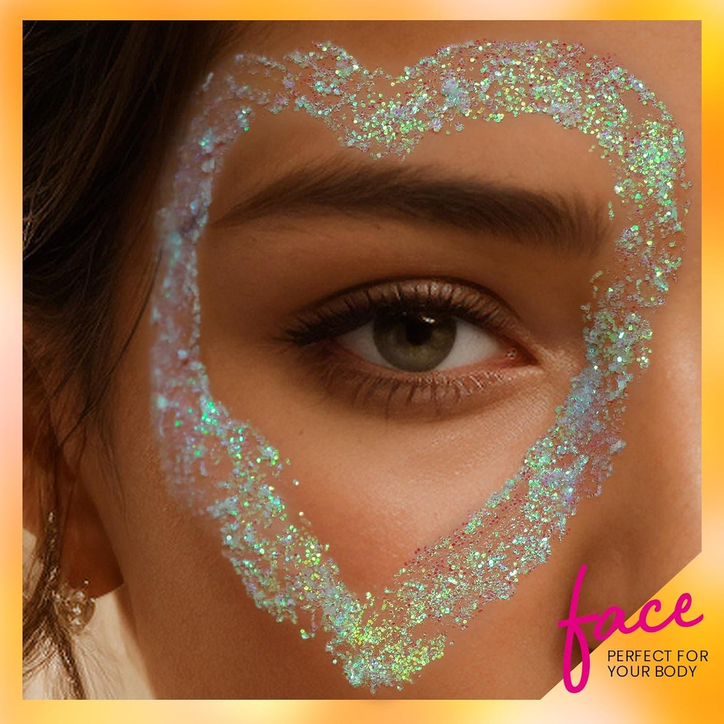 Teenitor Body Glitter, Face Glitter, Hair Glitter Gel, Holographic White Glitter for Face Body Makeup