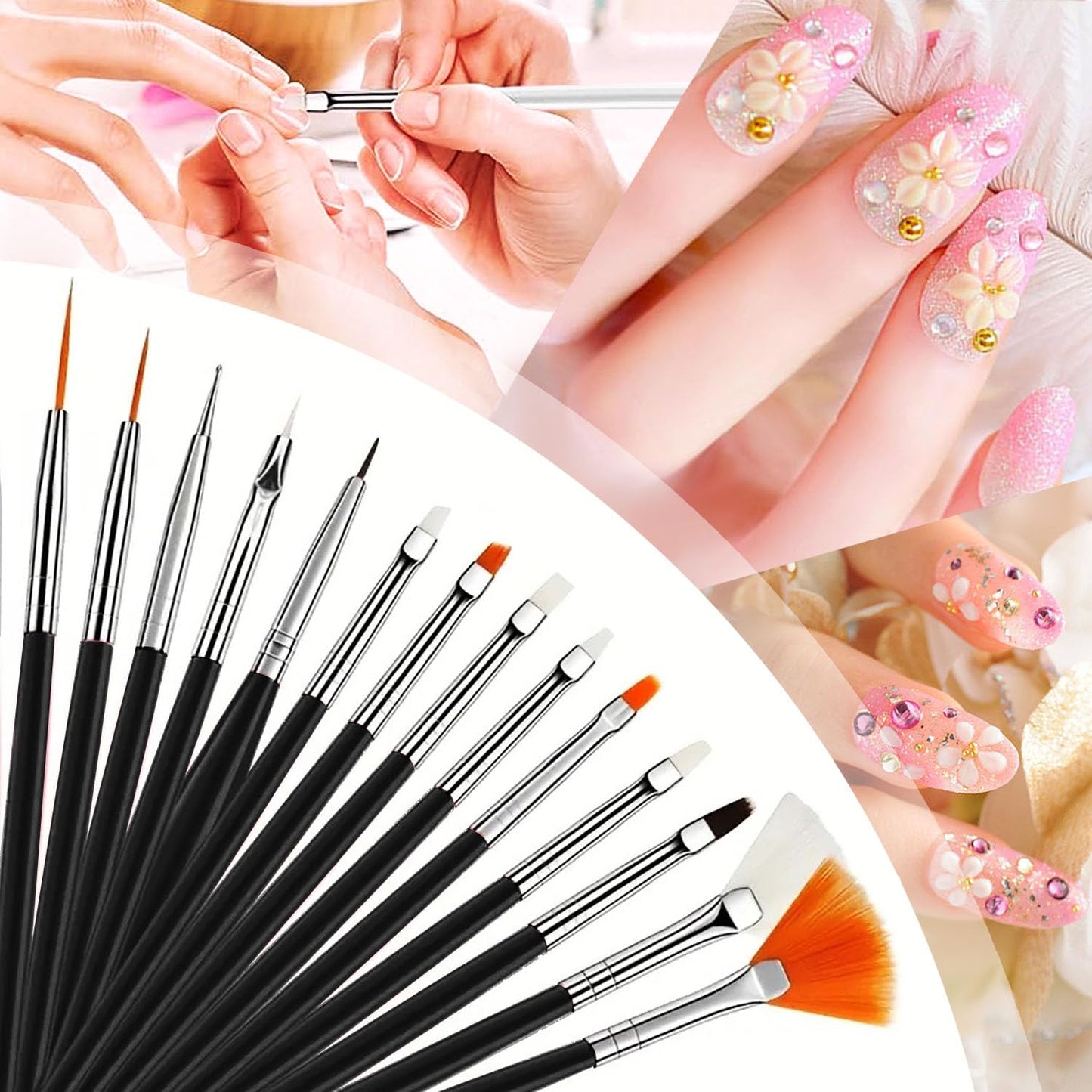 Nail Art Tools 27Pcs Set,Nail Art Brush,Resin Nail Art Palette,5 Pcs Nail Art Sculpture Pen,2-way Acrylic Silicone Engraving Pen Dotting Pen Tools Nail Art Kit for Nail Art DIY