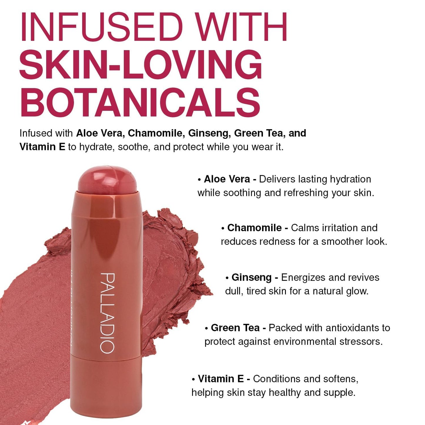 Palladio I'm Blushing 2-in-1 Cheek and Lip Tint, Buildable Lightweight Cream Blush, Sheer Multi Stick Hydrating formula, All day wear, Easy Application, Shimmery, Blends Perfectly onto Skin, Darling