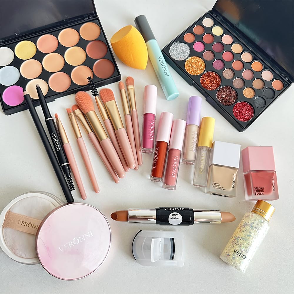 VERONNI All in One Makeup Kit,Eye Face Lips Makeup For Mother's Day,Multipurpose Women's Makeup Sets,Beginners and Professionals Alike (All in one makeup set)