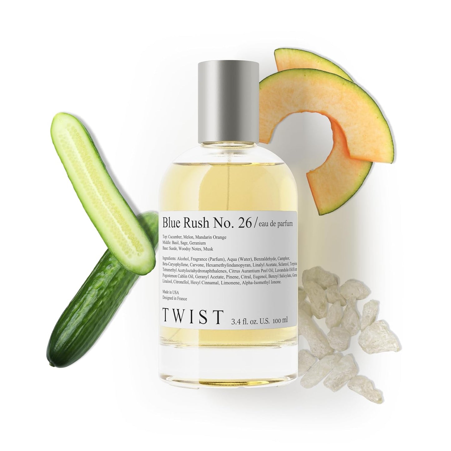 Twist Blue Rush No. 26 - Eau De Parfum Inspired by Polo Blue, Long-Lasting Perfume for Men, Melon & Cucumber, Vegan, Clean Ingredients, Fragrance - Spray 100 ml | 3.4 fl. oz.