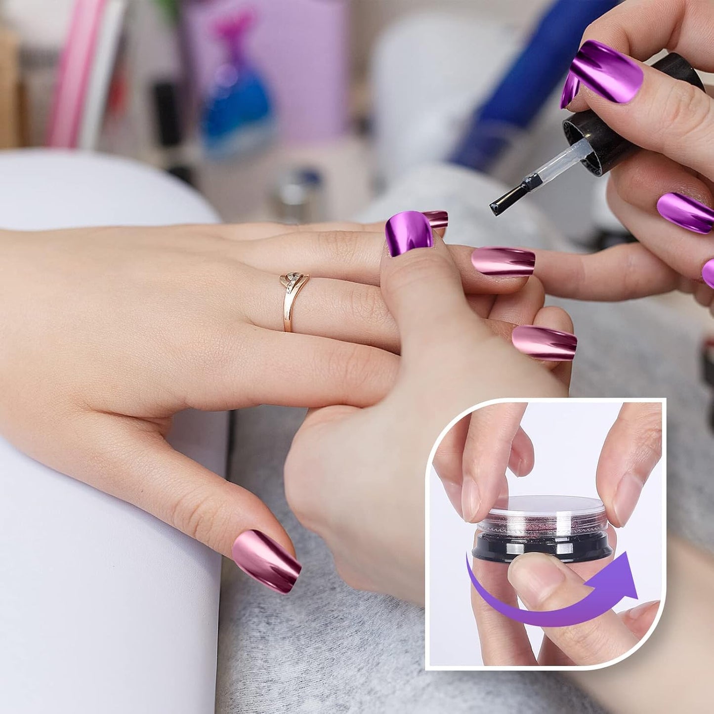 Artdone 36 Jars Chrome Nail Powder Nail Art Fimo Decoration Metallic Mirror Effect Holographic Aurora Chameleon Pigment Powder 1g/Jar Pearl for Resin Craft & Nail Art