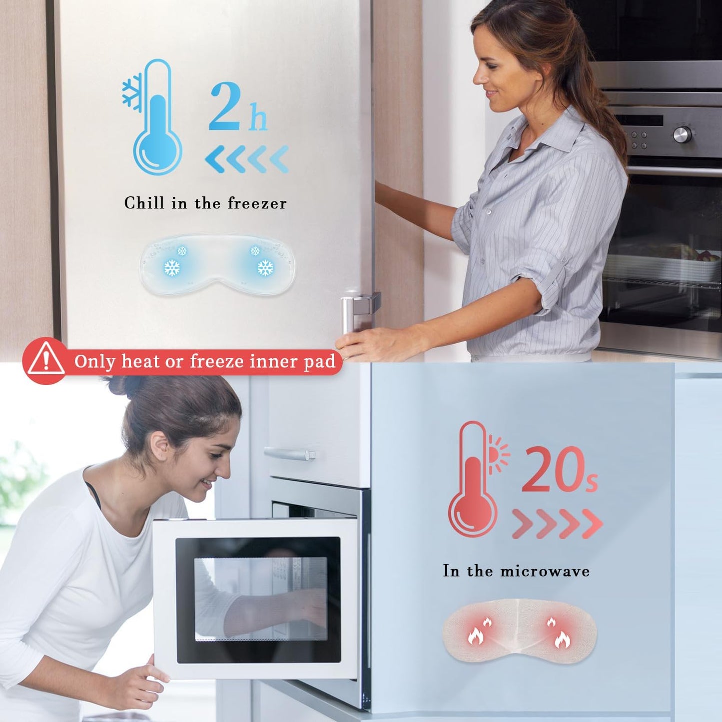 Cooling Eye Mask Silky Satin Sleep Mask with Cold Gel Weighted Microwave Heated Pad Eye Compress for Dry Eyes Care Sleeping Women Man Blackout Blindfold for Migraine Puffy Swollen