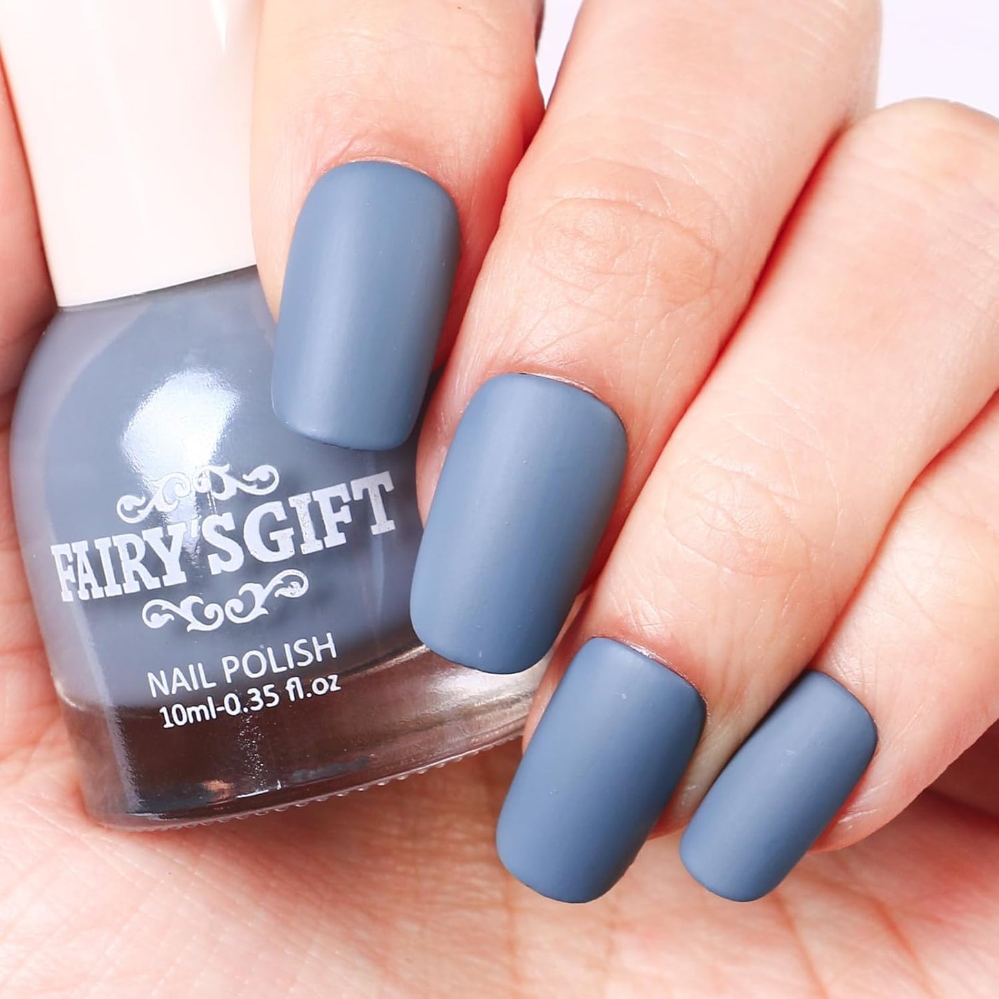 Matte Nail Polish Air Dry Nail Lacquer for Nail Art Varnish, Mist Effect Matte Finish Velvet Nail Polish, 0.35 fl oz (Grey-blue-23, 10 ML)