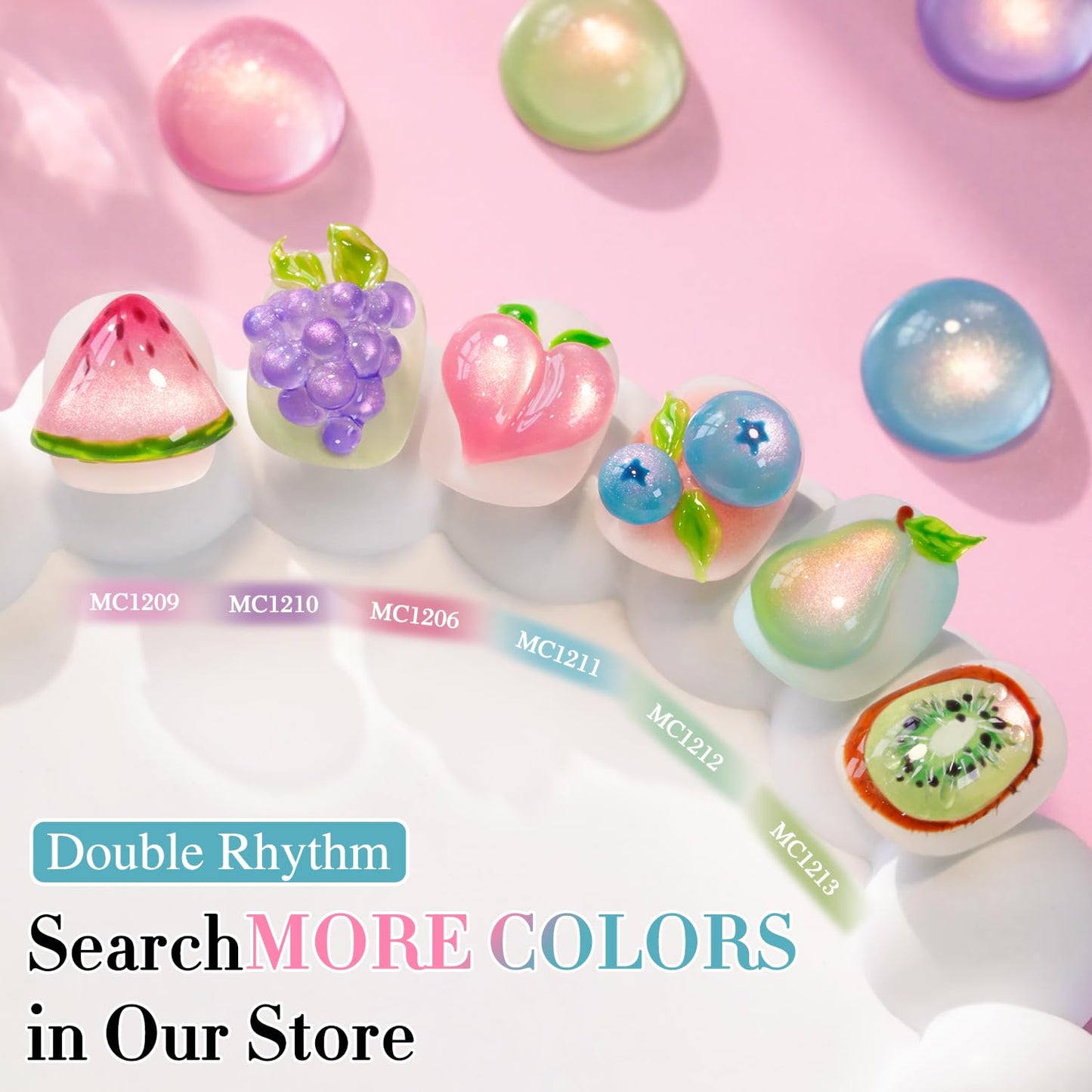 Double Rhythm 0.5 OZ Cat Eye Gel Polish with Magnet 15ML Holographic Glitter Shimmer Translucent Jelly Color Magnetic Nail Polish Salon DIY at Home (Fruit Teal Green-MC1211)