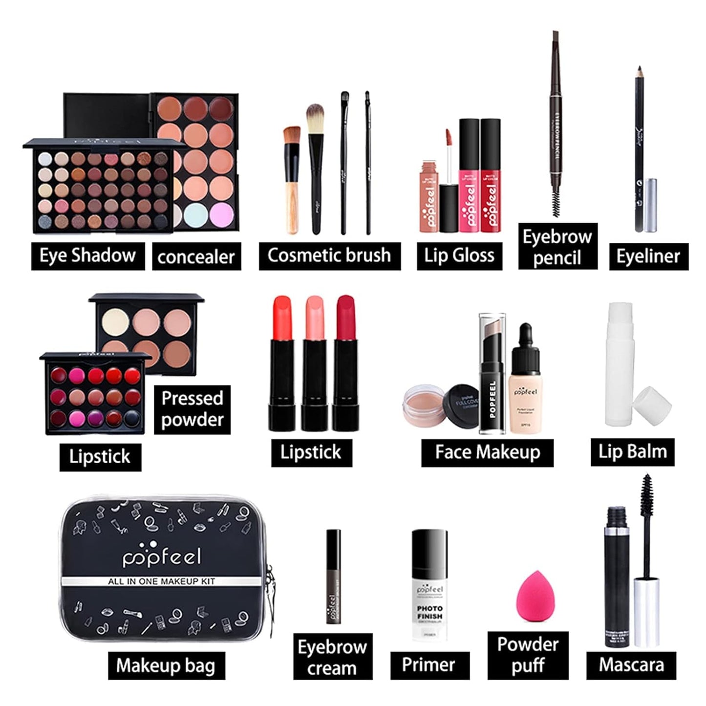Makeup Kit for Women Full Kit, 24PCS Multi-Purpose Makeup Kit All-in-One Makeup Gift Set Makeup Essential Starter Kit, Compact and Lightweight Design for Girls, Women