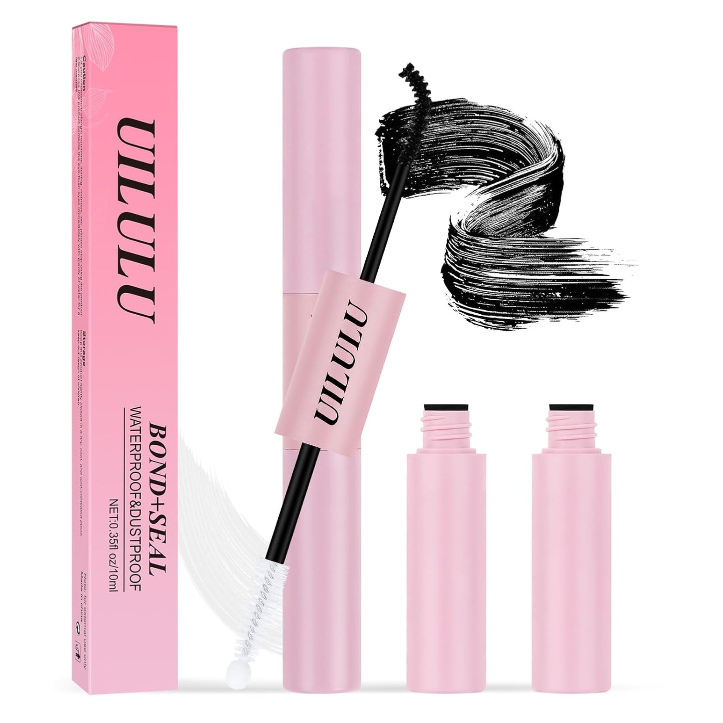 Lash Bond and Seal - 2-in-1 Lash Glue (5ml) & Sealer (5ml) for DlY Lash Extensions at Home, Waterproof Eyelash Adhesive for Cluster& Individual Lashes, Black Bond Eyelash Glue with Strong Hold