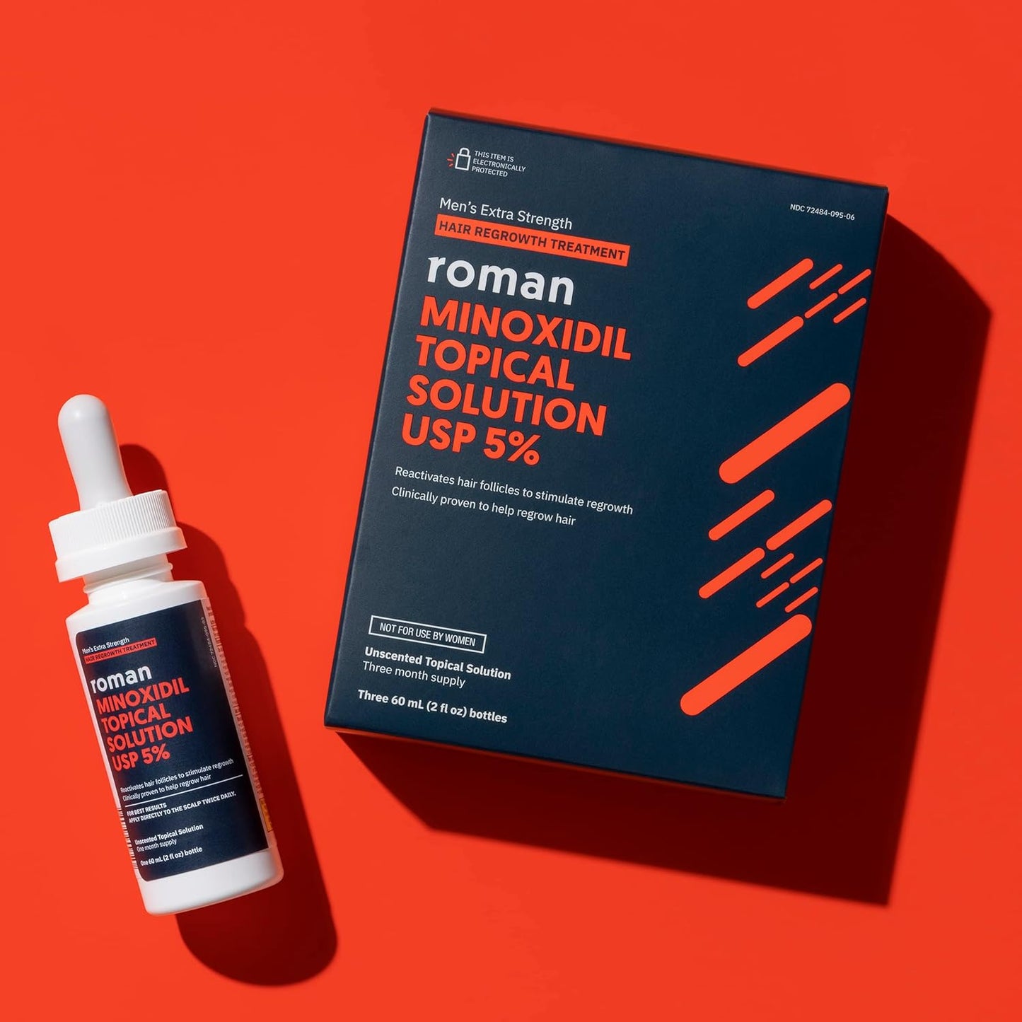 Roman Men's Topical Solution for Hair Regrowth | 5% Minoxidil, Unscented, 3-Month Supply