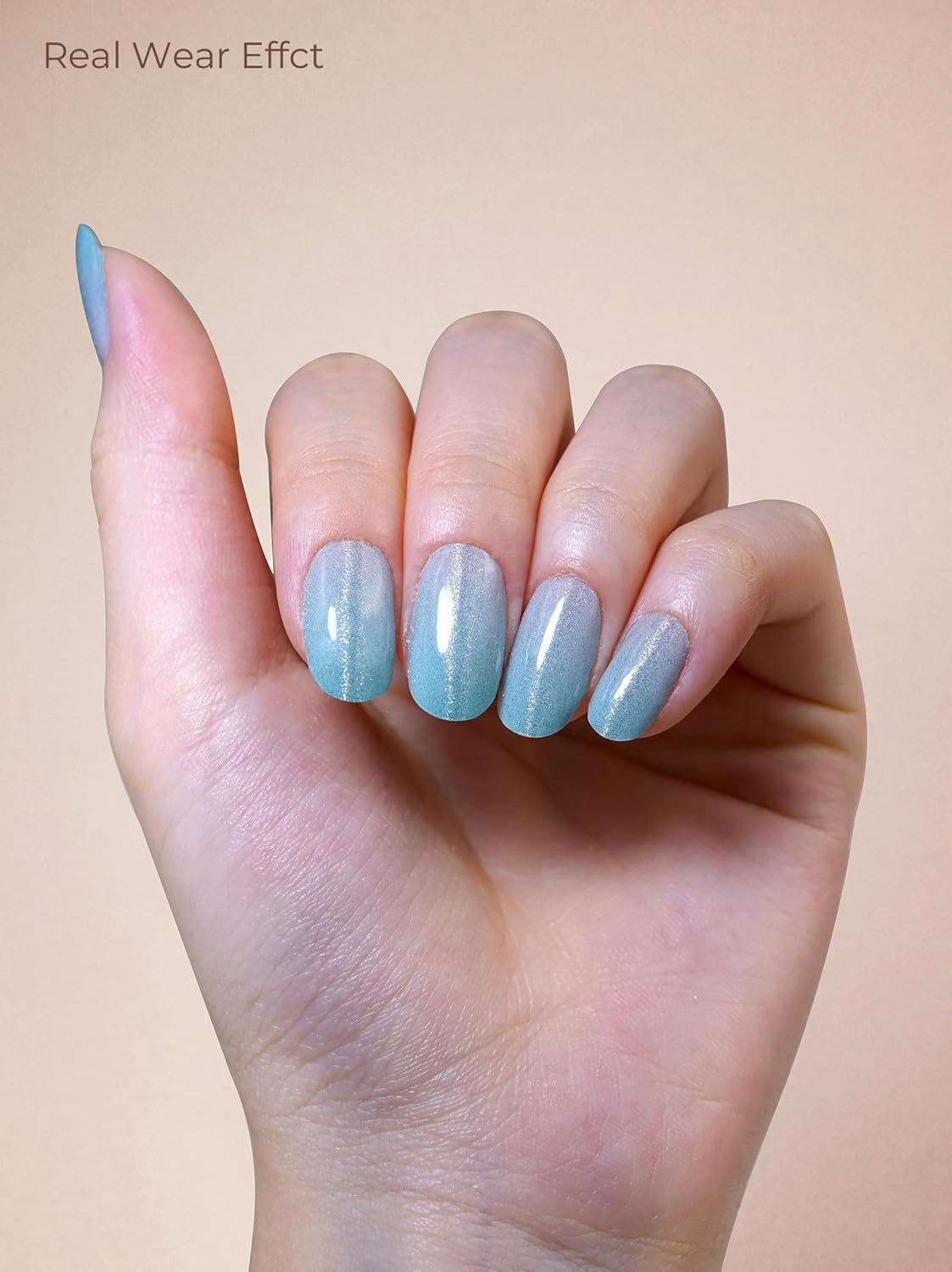 Pre Cured Gel Nail Strips - 44PCS Salon Quality Gel Nail Stickers - Long Lasting Polish Wraps for Women no UV Light Needed Easy Apply& Remove (Fairy Dust Green）