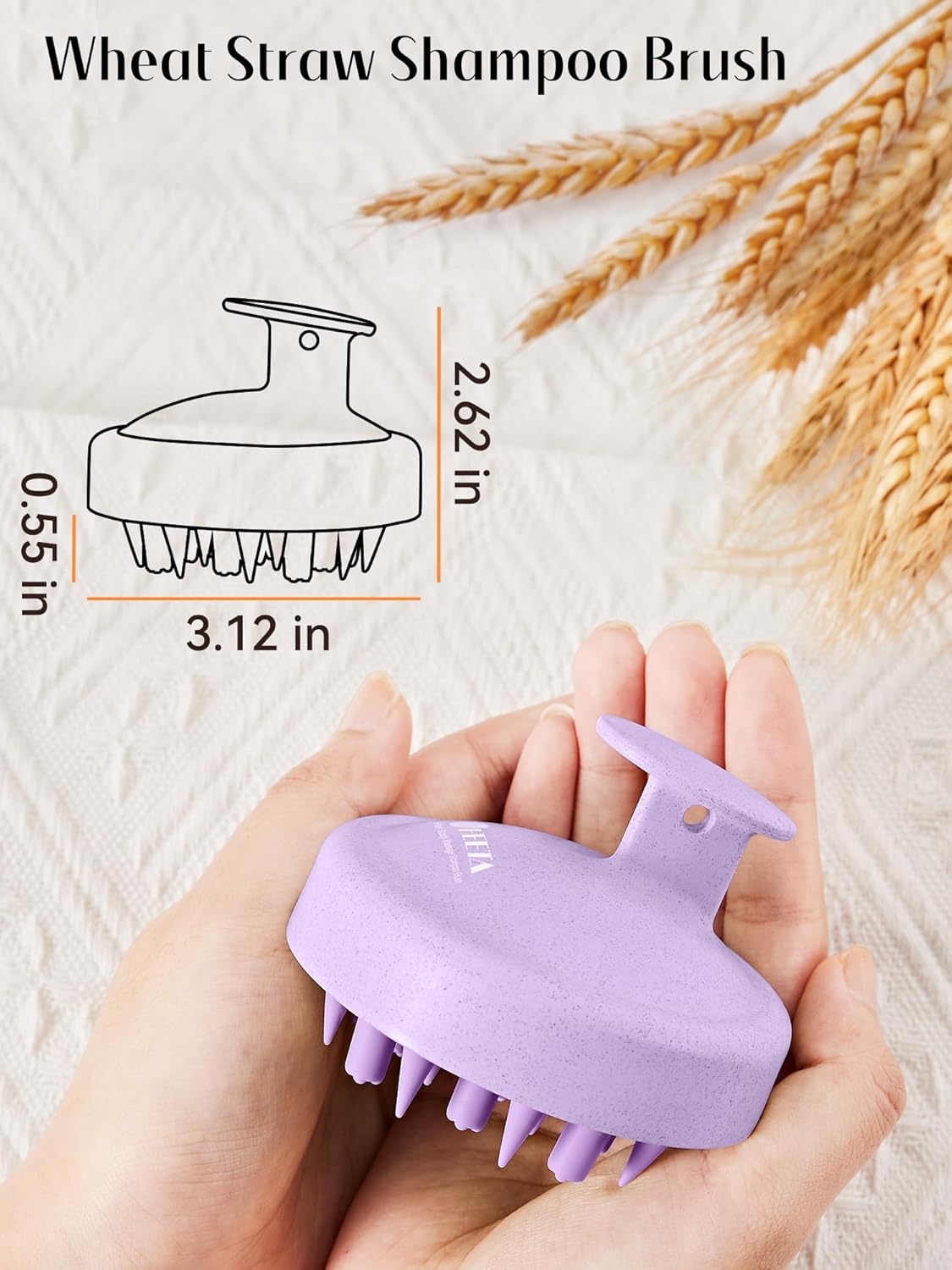 HEETA Hair Scalp Massager for Hair Growth, Shampoo Brush, Scalp Scrubber Exfoliator with Soft Silicone Bristles for Dandruff Removal to Relieve Stress, Wet Dry Use Updated Material, Purple