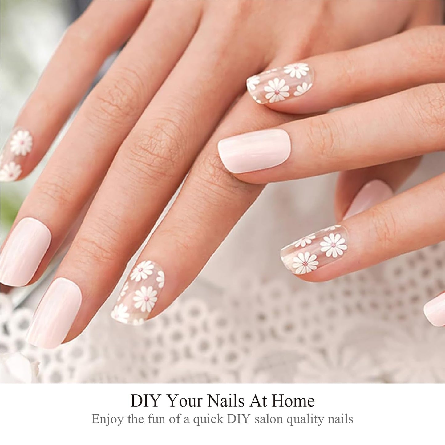 Semi Cured Gel Nail Strips, 20 pcs Stikers, Wraps, Salon-Quality, 2 Weeks Long Lasting, Jasmine Breeze