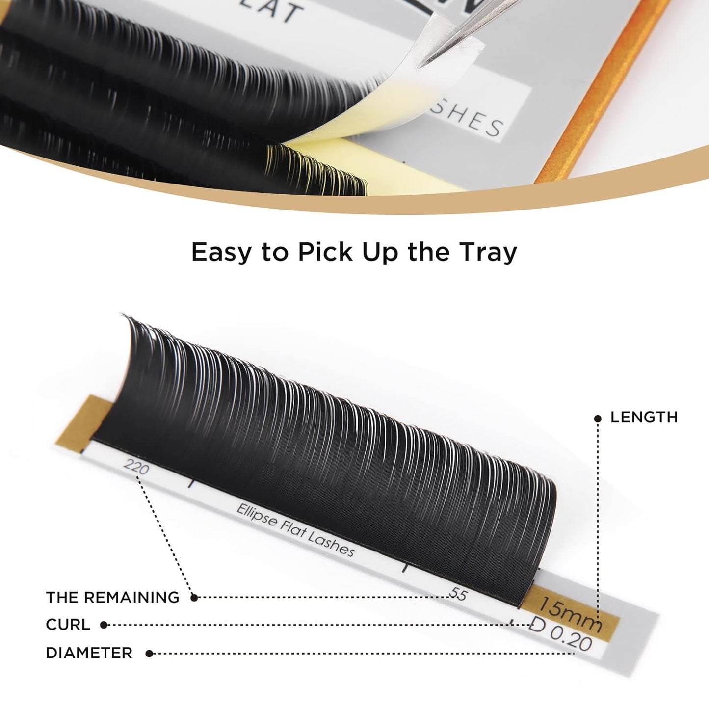LASHVIEW Ellipse Flat Eyelash Extension,Flat Eyelash Extension supplies,Individual Lashes,0.15mm D Curl Mixed Length,Lash Extension,Semi-Permanent,Extremely Light & Soft,Professional Salon Use