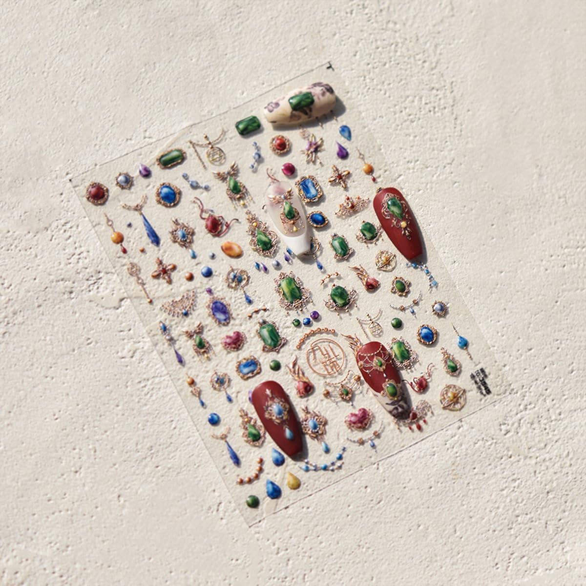 Jewels Nail Stickers for Nail Art 3D Necklace Pendant Jewels Gems Shaped Nail Decals Luxury Stickers for Nails Designs Self Adhesive Nail Art Supplies & Decorations for Women 1 Sheet