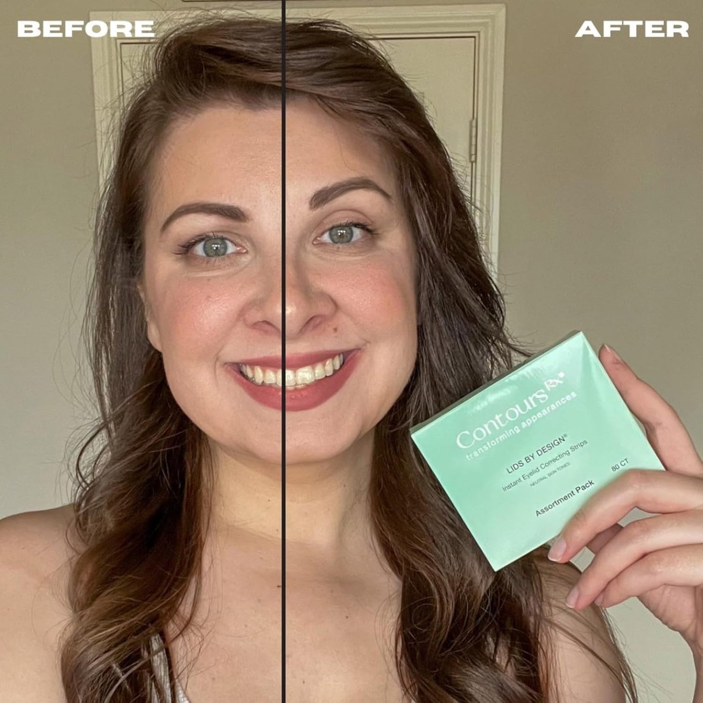 Contours Rx Lids By Design - Non-Surgical & Transparent Eyelid Lift Strips - For a More Youthful-Looking Appearance, Reshape and Define with Eyelid Tape for Hooded Eyes (8mm) 80ct