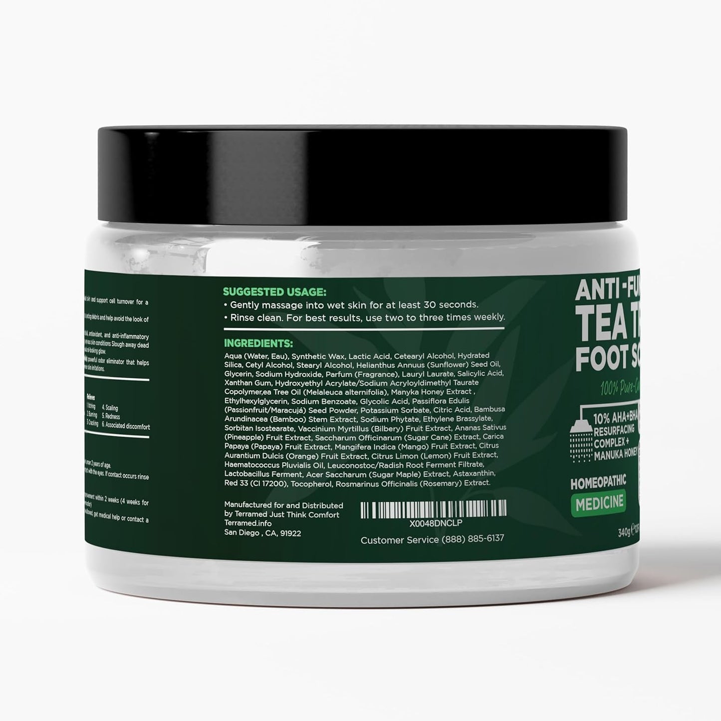 Foot Scrub with Tea Tree Oil | Callus Remover For Feet | Exfoliating Scrub with Salicylic and Glycolic Acid for Dead Skin, Athlete’s Foot, Warts, Corns, Rashes, Foot Odor, Insect Bites and Foot Care