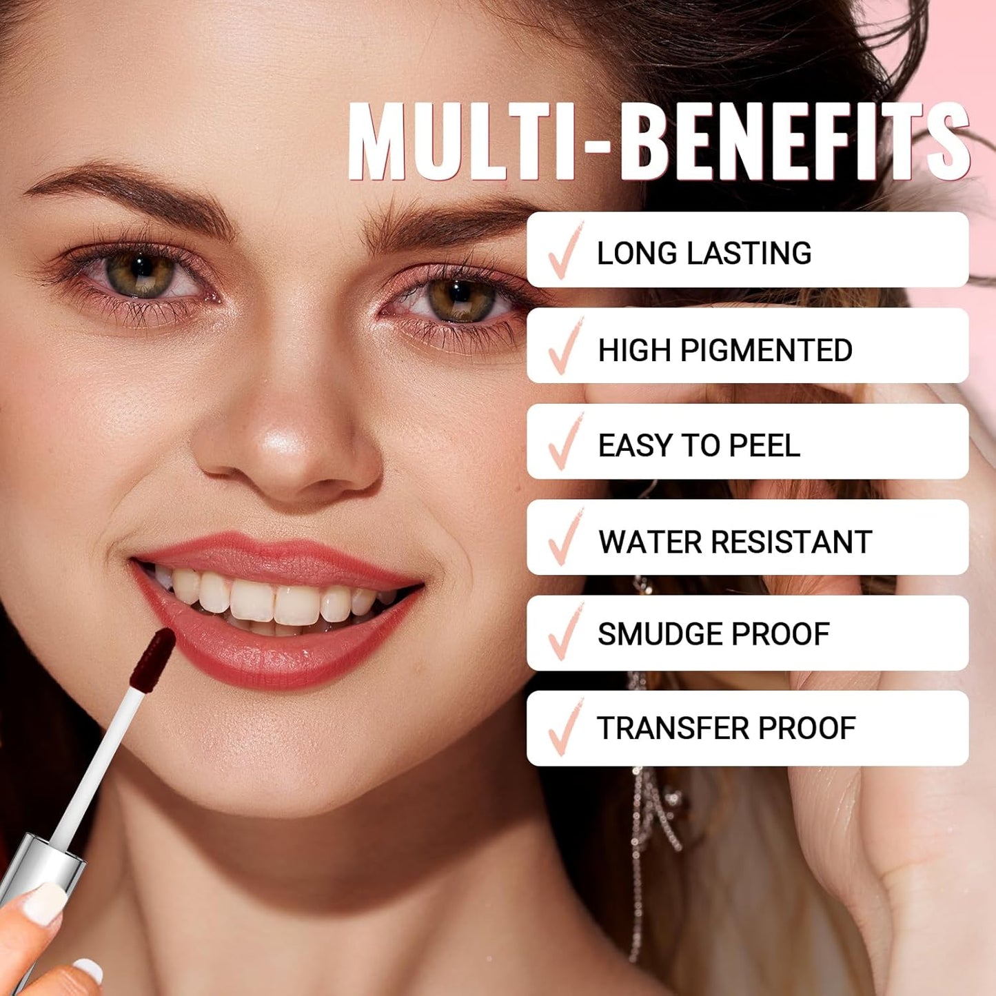 Lip Stain - Lip Liner Stain, Long Lasting Peel Off Lip Stain, Natural Peel Off Lip Liner Stain with Tweezer, Easy to Use, Waterproof, Smudge-proof, Transfer-proof, Coffee