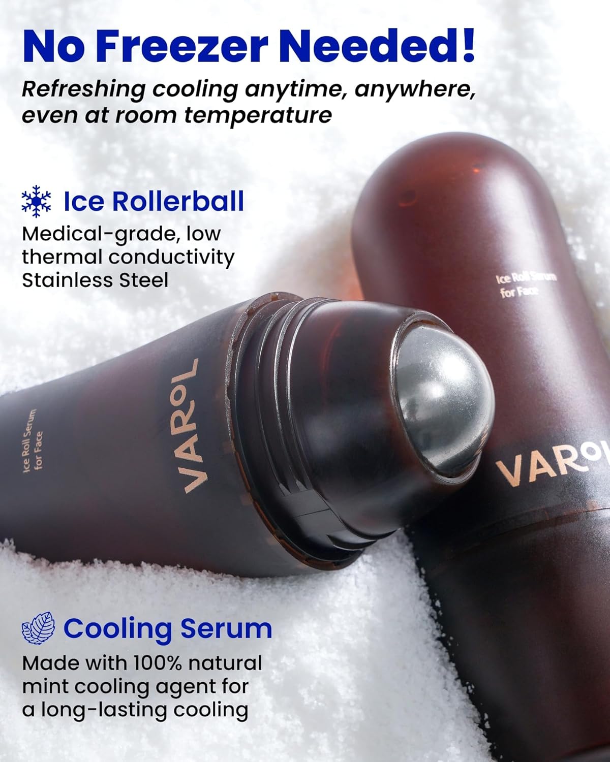 Ice Roll Serum | Cooling & Hydrating Roll-On Serum for Face, Puffy Eyes, Bakuchiol & Collagen for Firming & Lifting, Facial Roller for Depuffing, Under Eye Bag Treatment | Korean Skin Care