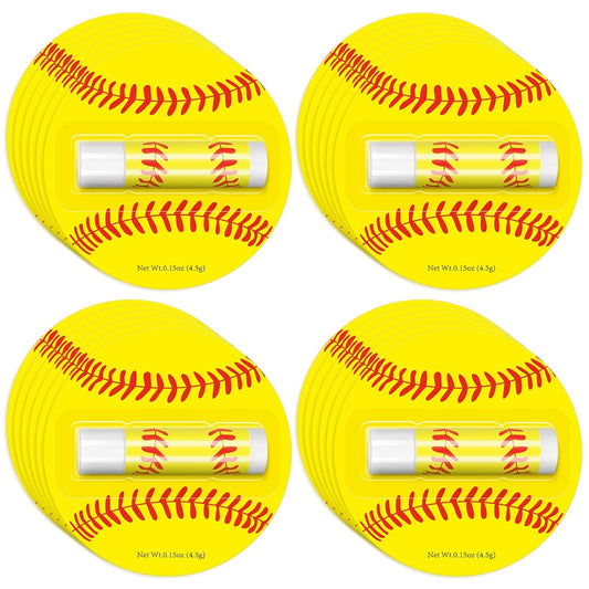 24 Pack Softball Chapstick for Softball Stadium Party Bulk Gifts,Beeswax Moisturizing Lip balm,Vanilla Flavor Plumping Lip balm for softball Team Girls kids Men Women Sports Lovers
