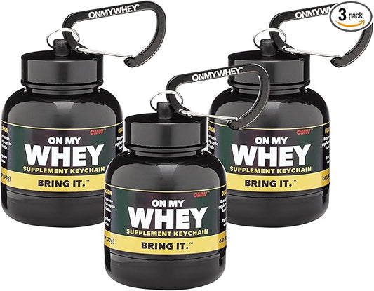 Protein Powder and Supplement Funnel Keychain, Portable to-Go Container for The Gym, Workouts, Fitness, and Travel - TSA Approved, Classic 3-Pack