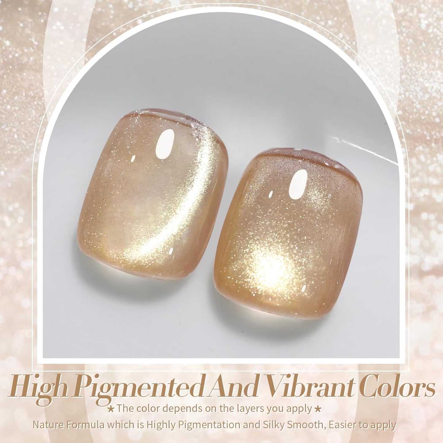 Born Pretty Cat Magnetic Eye Gel Nail Polish Champagne Gold Holographic Glitter Gel Polish Glass Magnetic Gel Nail Polish 15ML