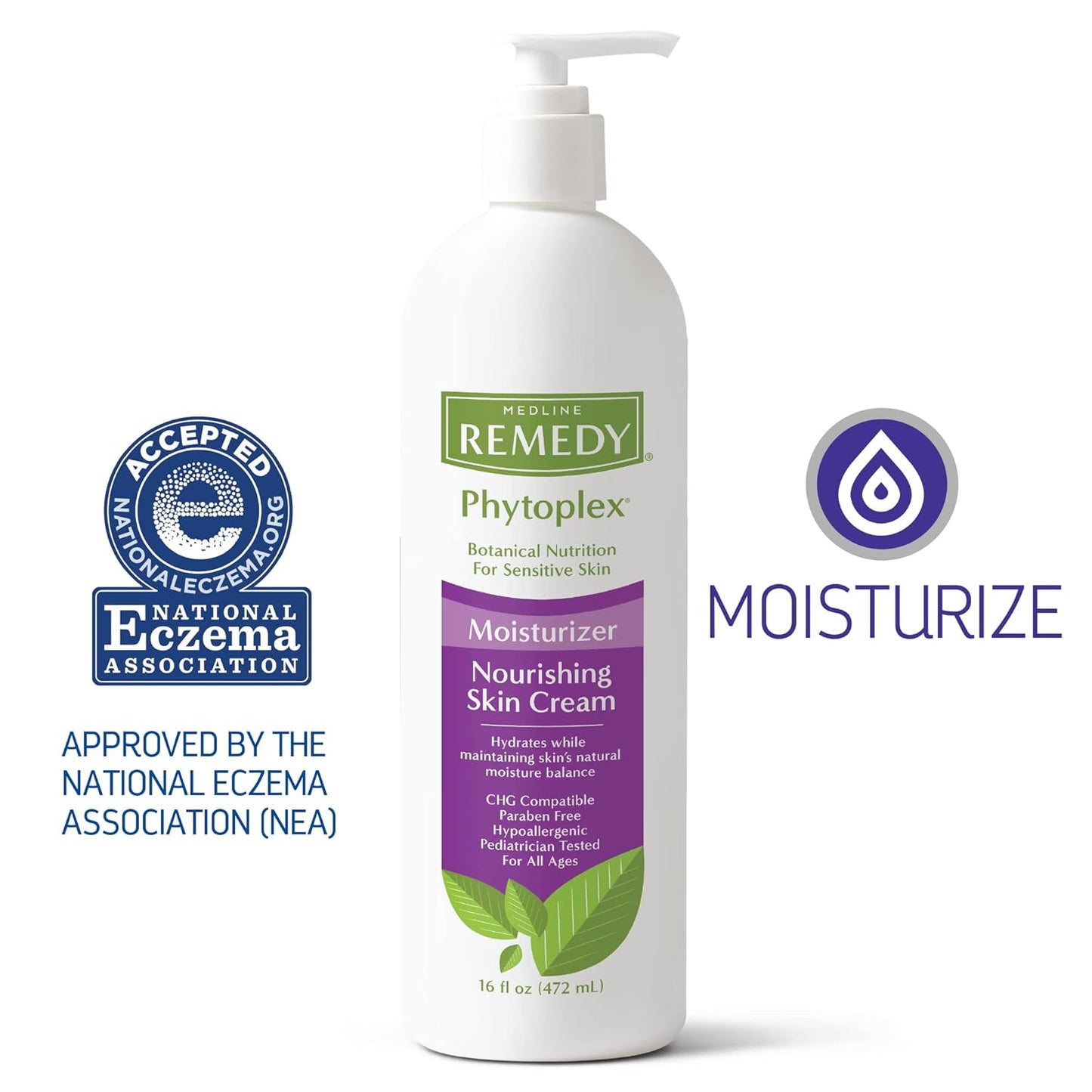 Medline Remedy Phytoplex Nourishing Skin Cream, Unscented Skin Moisturizer, Paraben Free Body Lotion, 16 Fl Oz (Pack of 2)