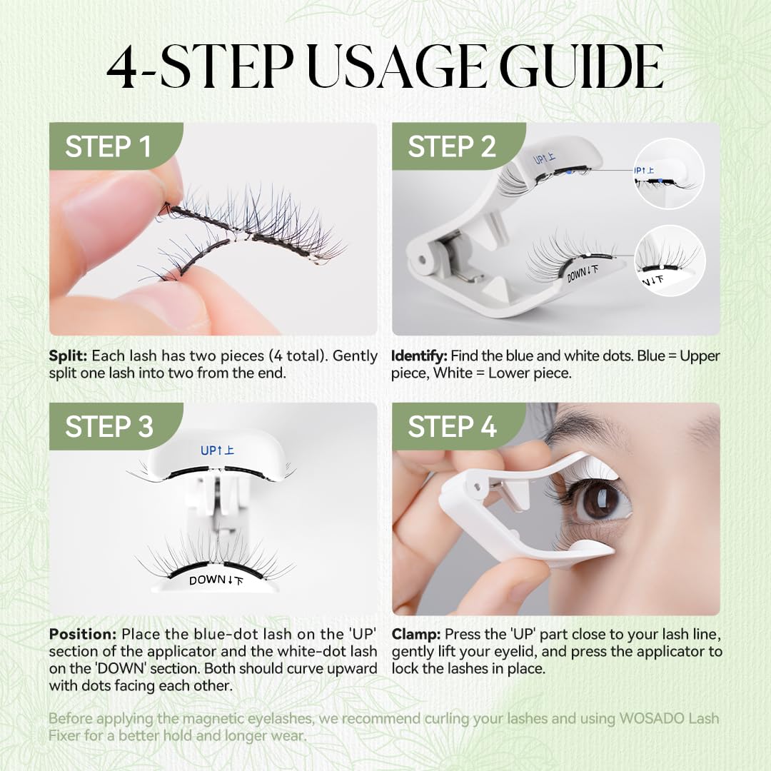 Soft Magnetic Eyelashes Kit with Applicator, [Tulip] 22mm Reusable Glue-free Wispy Magnetic Lashes, Cruelty-free False Lashes, Waterproof, Lightweight, Suit for Heavy Makeup