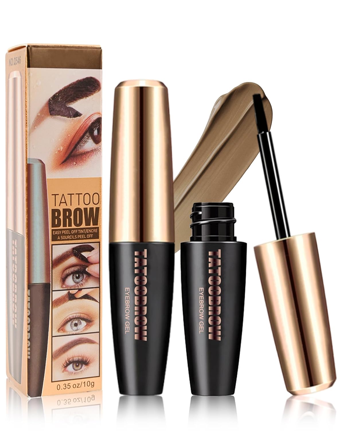 Eyebrow Gel Peel Off, 2Pcs Light Brown Tattoo Eyebrow Gel Easy Peel Off, Long Lasting Waterproof Eye Brow Tinting Dye, Tattoo Brow Tint Stain Peel-Off Kit for Eye Makeup,Thanksgiving Gift for Women-02