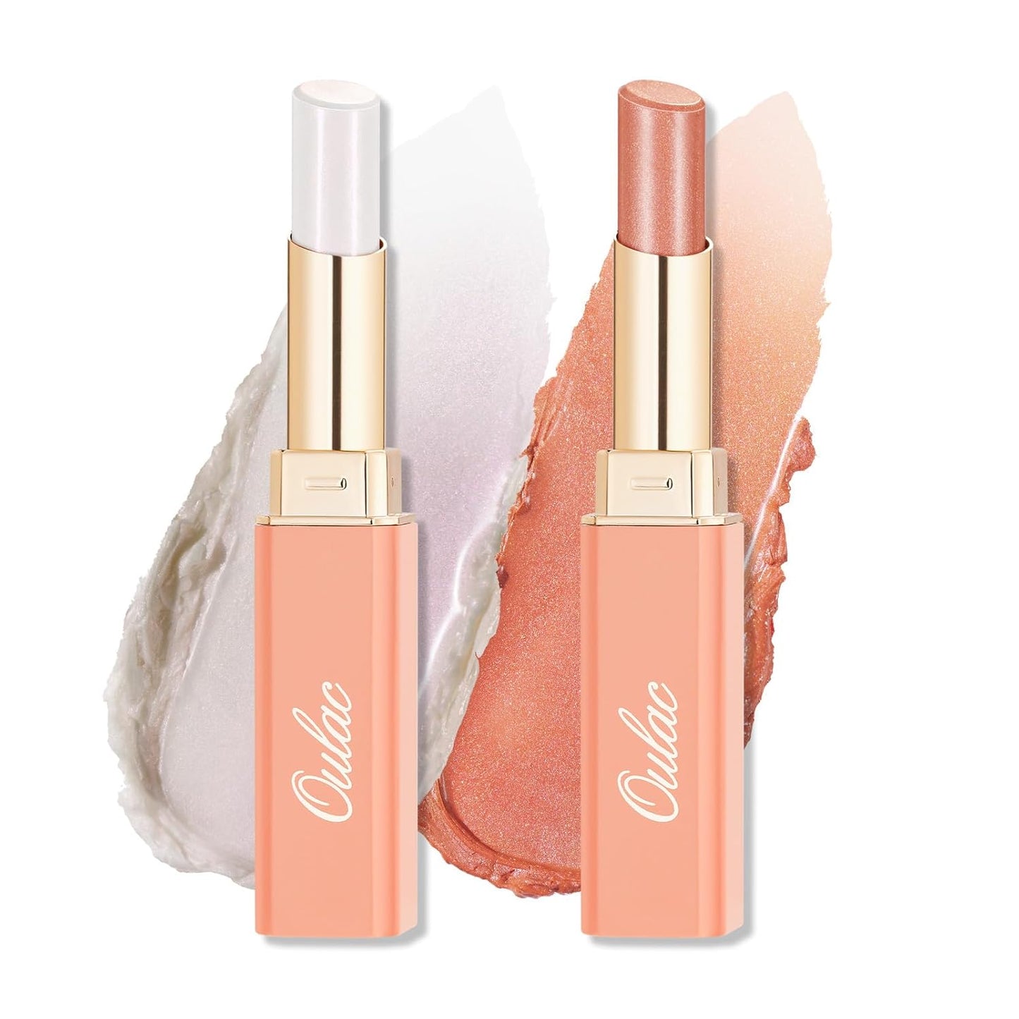 Oulac Moisturizing Shine Lipstick For Women Christmas Set 2PCS, 2 in 1 Tinted Lip Balm for Winter, Hydrated Juicy and Glossy Lip Color for Dry, Cracked and Chapped Lips, Vegan [S03+S05]