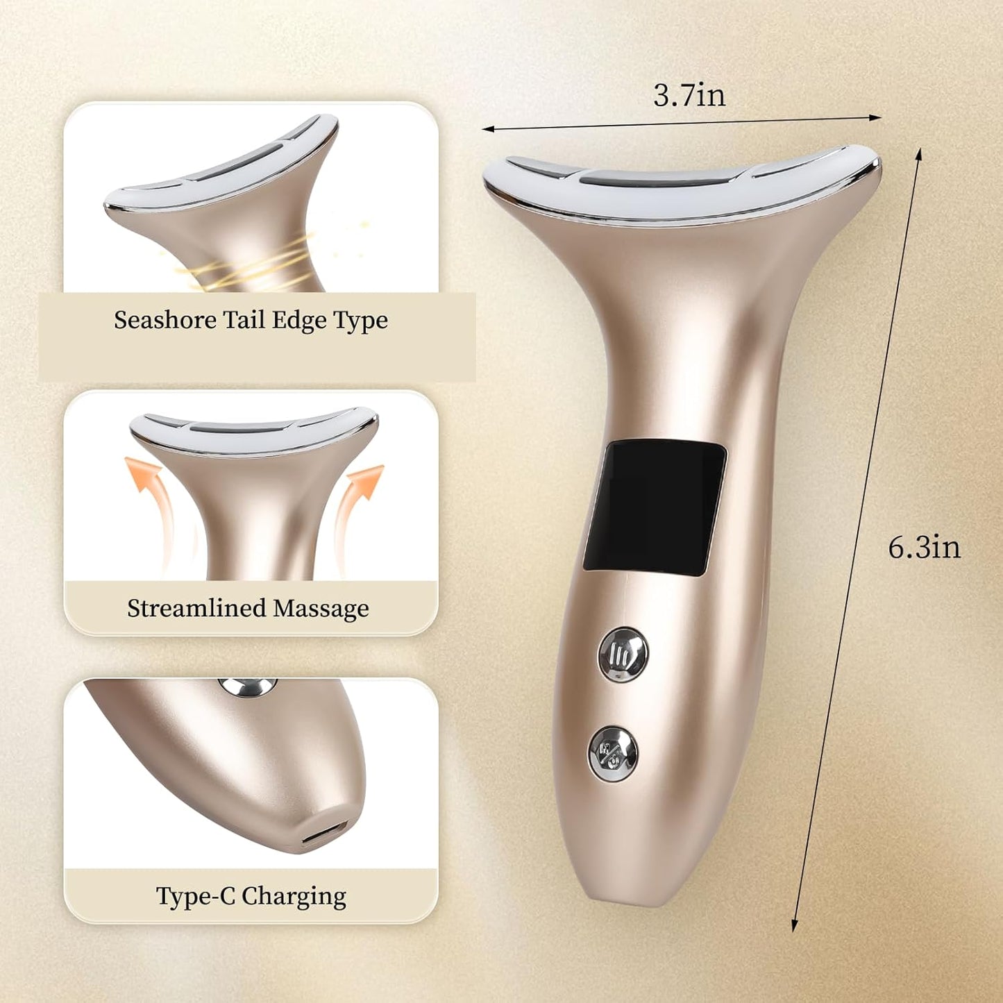 8 Modes&3 Color Facial-Massager-Device(Gold)