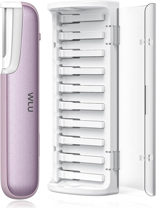 Dermaplaning Tool for Women Face - Edge Technology Sonic Dermaplane Razor for Facial Exfoliation & Peach Fuzz Hair Removal with 10 Refill Blades (Purple)