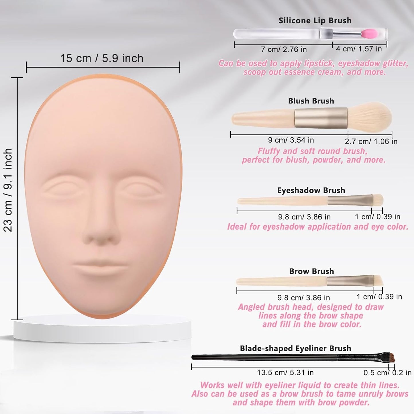 Silicone Makeup Practice Face, 8 Makeup Mannequin Face, 1 Makeup Practice Face Board for Beginner to Training or Practice Make up, Face Paint, Permanent Makeup, Tattoo, Art Creation (Set2)