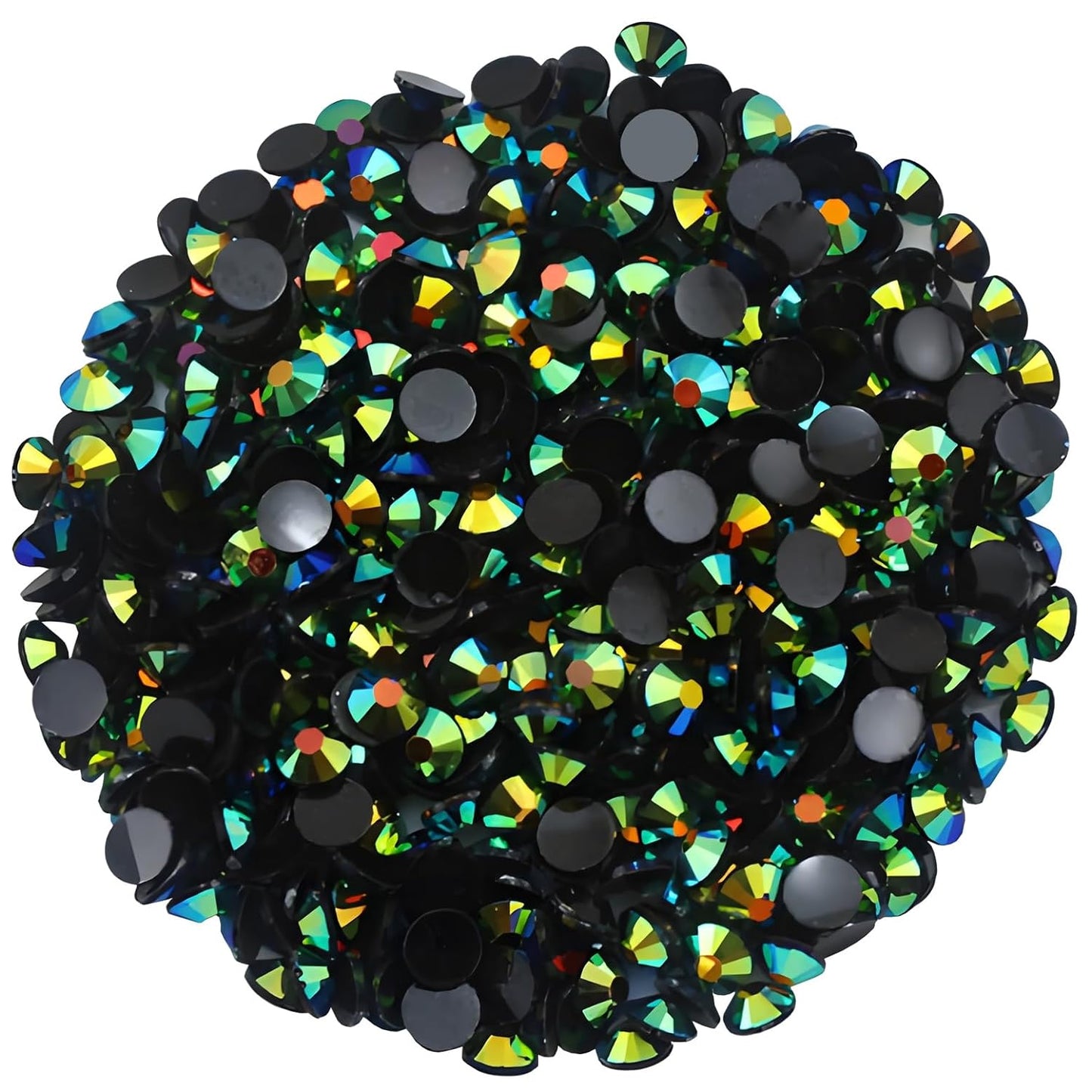 720 Pcs SS30 6mm Flatback Rhinestones for Nails Art Crafts Glitter Round Shine Gems AB Crystals DIY Clothes Shoes （Black-Bottom Dark Green AB）