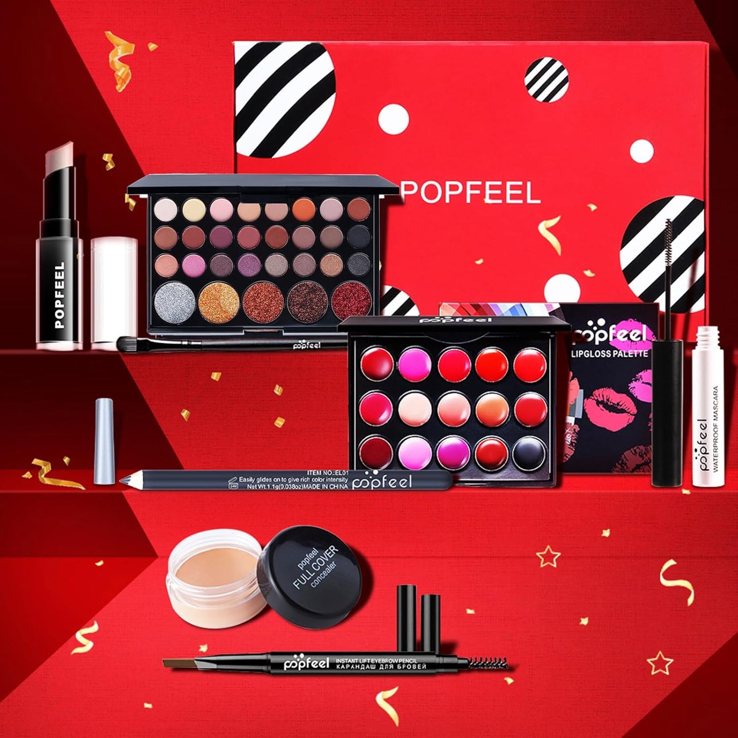 All in One Makeup Kit for Women Full Kit, Kit de Maquillaje para Mujer Included Shimmer 29 Colors Eyeshadow Palette, Brushes, Mascara, Eyeliner, Lipstick Palette, Contour Stick