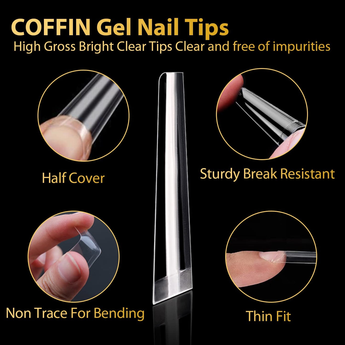 UNA GELLA Gel Nail Tips Coffin - Long Coffin Ballerina Nails Tips Half Cover Ballerina Acrylic Fake Nails 216PCS Falese Nail Tips for Nail Extension 12 Sizes Home DIY Salon