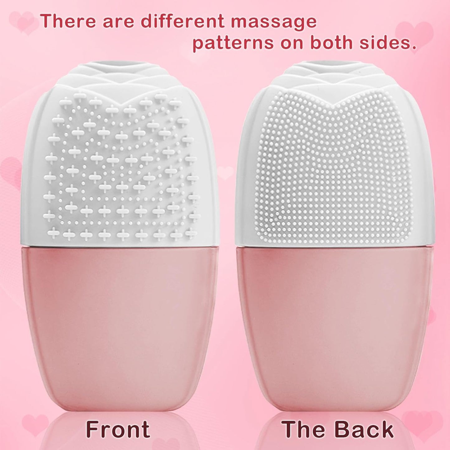 KOGITI Ice Mold for Face & Eye, Beauty Facial Roller, Puffiness Relief Massage Skin Care Tool, Ice Cube Holder (Brush-Pink White)