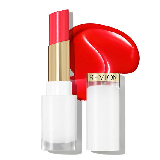 REVLON Super Lustrous Glass Shine Balm, Hydrating Tinted Lipstick, Sheer, Glossy Shiny Finish, 009 Cherry Luster, 0.11 oz