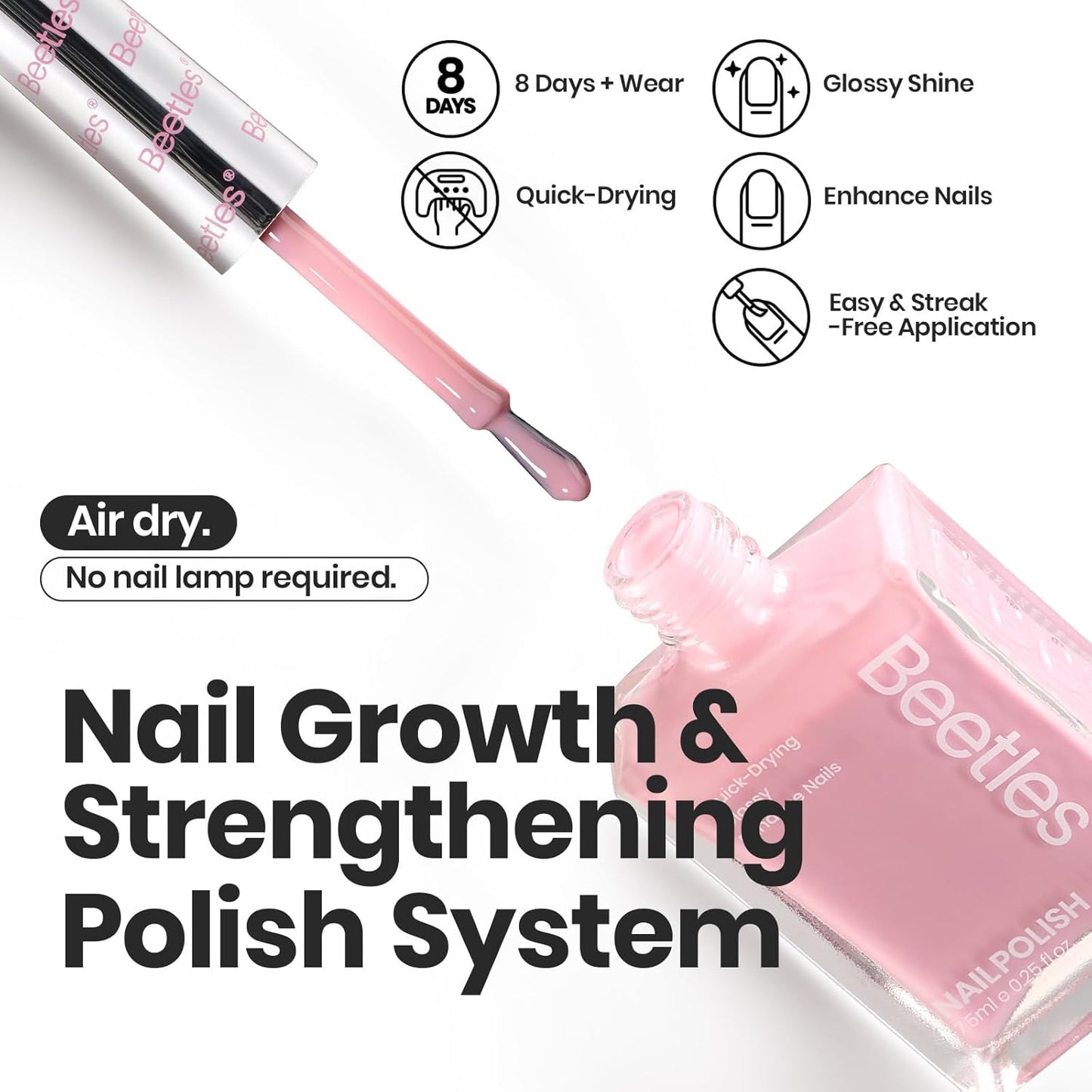 Beetles Jelly Nail Polish Set, 6 Colors Pink Nude Purple Velvet Glow Quick Dry Nail Polish Long Lasting Nail Strengthener Polish Gift for Girls Women