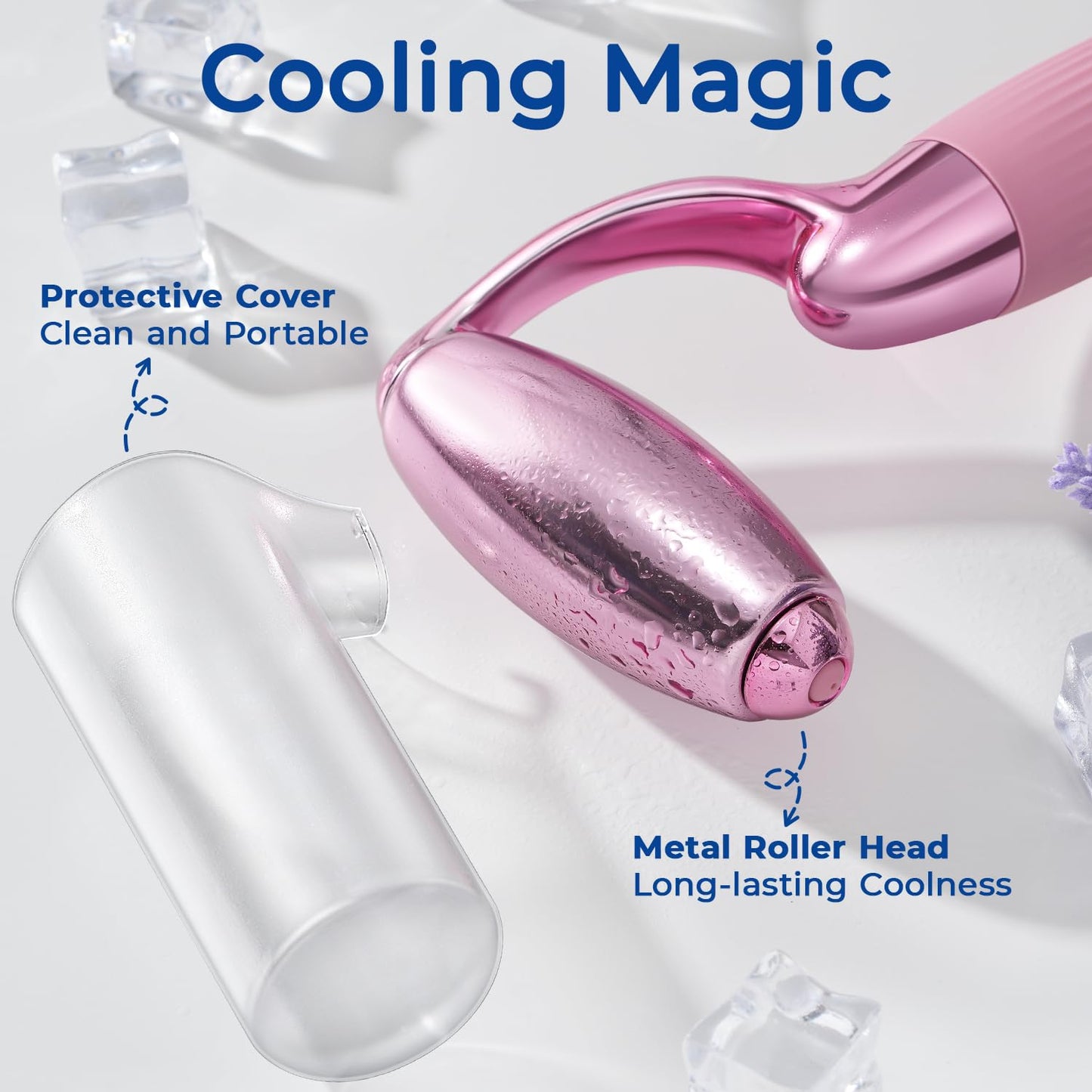 MORGLES Ice Roller for Face and Eyes, Ice Face Roller for Women Skin Care, Cold Facial Roller for Puffiness, Migraine Relief and Lymphatic Drainage