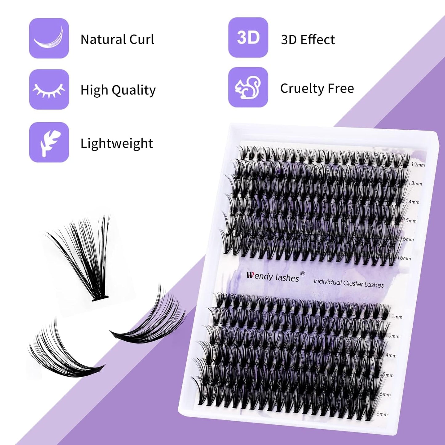 DIY Lash Clusters Natural Wispy: 240Pcs, 30D+40D, Wendy, Ultra-light, Natural, Wispy, Waterproof, Cat Eye, D Curl, 12-16mm Mixed, RR126
