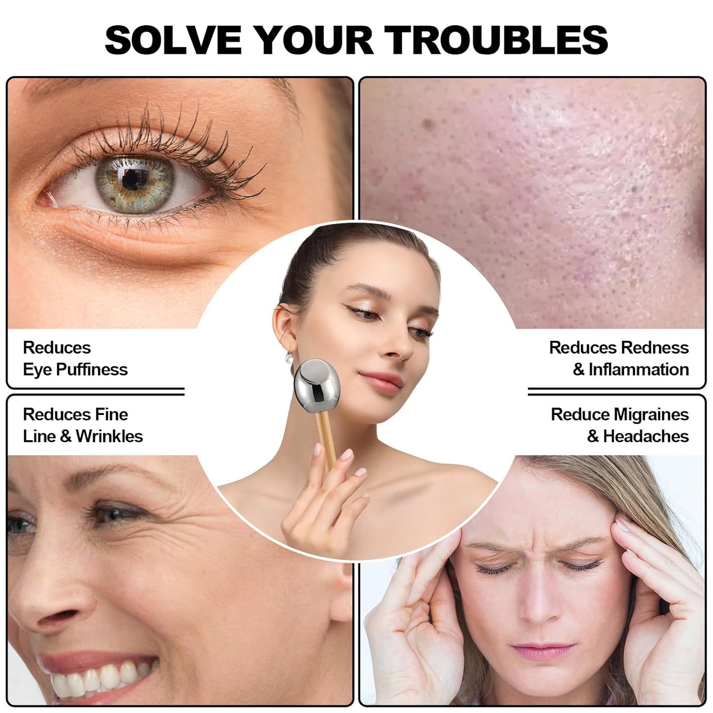 Ice Globes-Facial Skin Care Tools for Women,Ice Globes for Face-Unbreakable Steel Cooling Roller,Cryo Sticks for Face -Tighten Skin and Reduce Puffiness