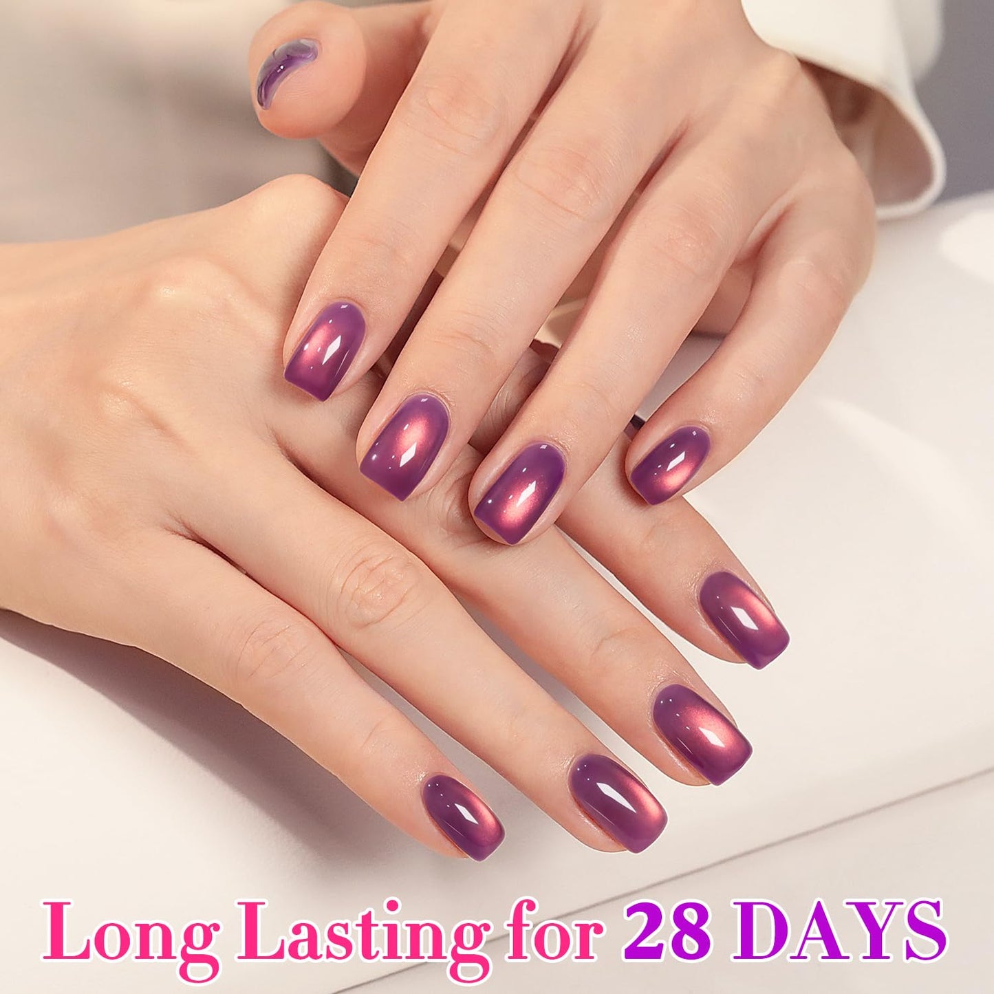 Double Rhythm 0.5 OZ Cat Eye Gel Polish with Magnet 15ML Holographic Glitter Shimmer Translucent Jelly Color Magnetic Nail Polish Salon DIY at Home (Drak Purple-MC1248)